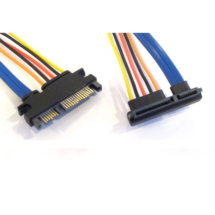 SATA 22 Pin Male to 22 Pin Female Right Angle Cable 12 Inches