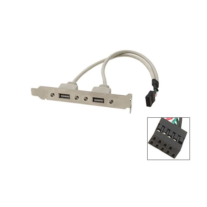 2 Port USB 2.0 Rear Bracket Extension for PC Motherboard