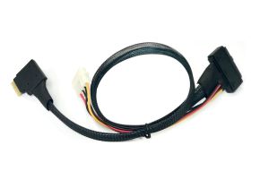 SlimSAS 8i Left Exit to U.2 SFF-8639 with 4 Pin Power Cable - 585mm 