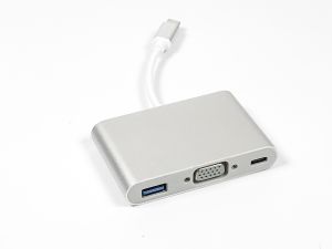 Type C Converter with VGA and USB 3.0 Ports in Metal Shell