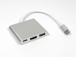 Type C Converter with Power Delivery, HDMI, and USB 3.0 A/F Ports in Metal Shell