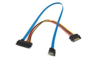 SAS 29pin Female to 15 Pin SATA Male with 7 Pin SATA Male 24 Inch Cable