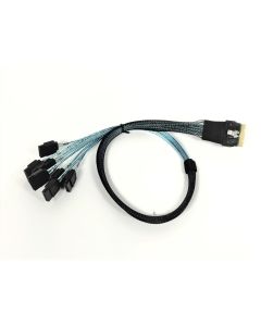 SlimSAS 8i (SFF-8654) Straight to 8X SATA Cable - 1 Meter
