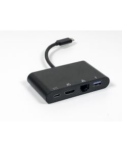 Type C to PD with HDMI and RJ45 USB 3.0 A/F Dongle Metal Shell