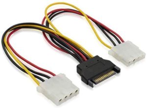 SATA 15 Pin Power to 2 X 4 Pin Molex Power Y-Cable