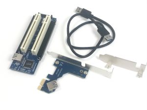 PCI-E Express X1 to Dual PCI Riser Card with USB 3.0 Port Crypto Mining Cable