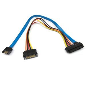 SAS 29pin Female to 15 Pin SATA Male with 7 Pin SATA Male 12 Inch Cable