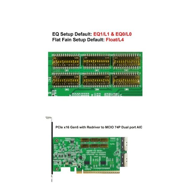 Buy PCIe x16 Gen 5 ReDriver to MCIO 74P Dual Port Add-in-Card