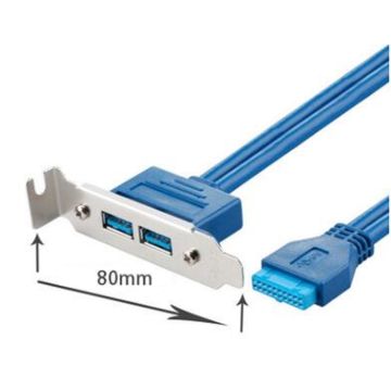 2 Port USB 3.0 A Female Low Profile - 500mm
