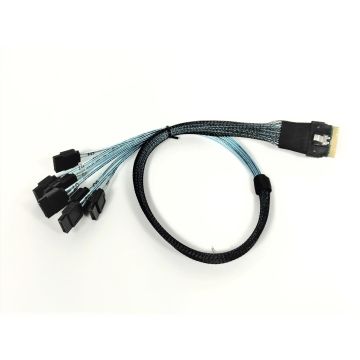 SlimSAS 8i (SFF-8654) Straight to 8X SATA Cable - 50CM