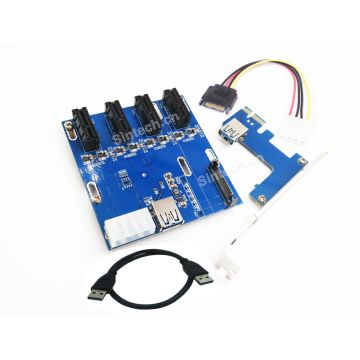 Buy PCI-e Express 4 Port 1X Multiplier Riser Cable