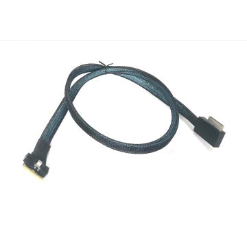 SlimSAS 8i (SFF-8654) to Angled Oculink 8i Cable - 750mm