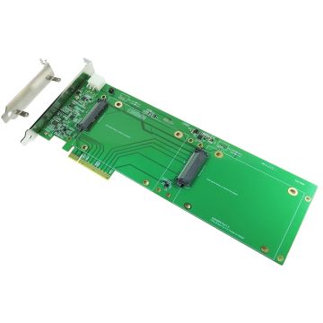 PCIe x8 Gen 4 adapter card for Bifurcated U.2 NVMe Dual Port