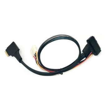 SlimSAS 8i Left Exit to U.2 SFF-8639 with 4 Pin Power Cable - 585mm