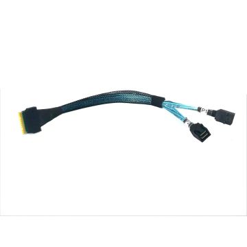SlimSAS 8i SFF-8654 to 2 X Mini SAS SFF-8643 Cable - 250mm