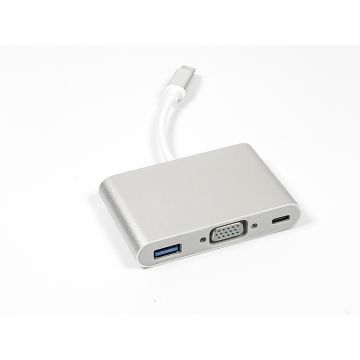 Type C Converter with VGA and USB 3.0 Ports in Metal Shell