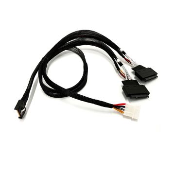 ‌MCIO 74 Pin x8 to 2 X U.2 NVMe Adapter,SFF-TA-1016 to 2 X SFF-8639 68Pin Cable with Single 4 Pin Power cable GEN 5 MCIO Cable. 800mm