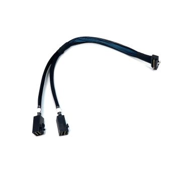 Low Profile Right Angle SlimSAS 8i to Dual Mini SAS -350mm