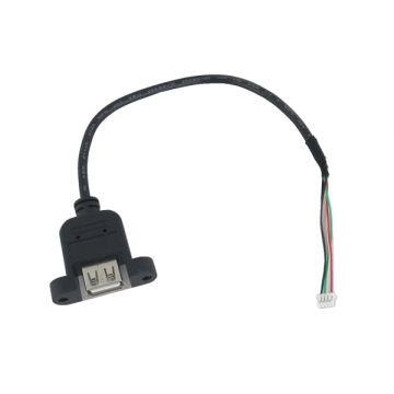 USB A Single Female Panel Mount to 1X4 Pin Internal USB Connector - 9 In