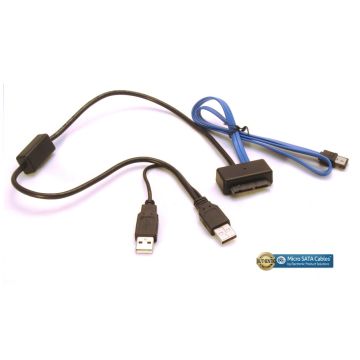 Get Micro SATA 1.8 Inch USB 5V and 3.3V Power with eSATA Blue Cable