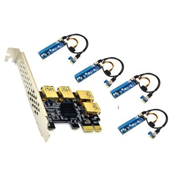 PCI-e Express 1X to 4 Port 16X Multiplier Riser Cable
