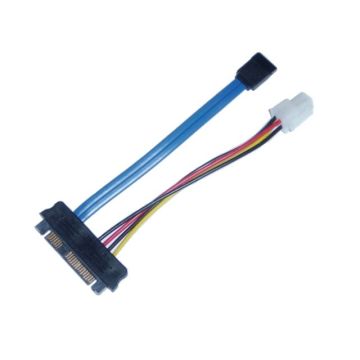SAS Male to SATA 7 Pin and Molex 4 Pin Power Cable - 6 Inches