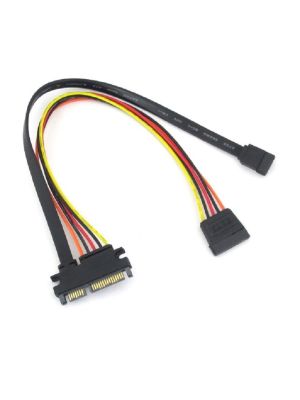 1 Meter SATA 22 Pin Male to SATA 7 Pin and 15 Pin Female Cable