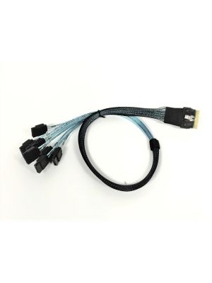 SlimSAS 8i (SFF-8654) Straight to 8X SATA Cable - 50CM