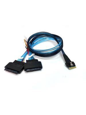 ‌SlimSAS 8i S‌FF-8654 to 2 X SFF-8639 U.3 Cable - 1 Meter