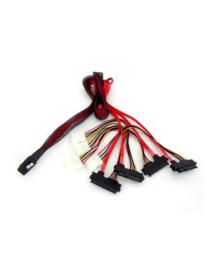 Mini SAS SFF-8087 x 4 Fan Out to 4 SAS 29 Pin Female with SATA Power