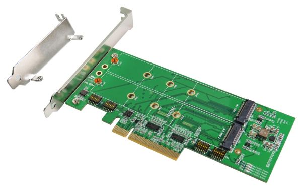 4-Drive M.2 NVMe SSD to PCIe 4.0 x16 Bifurcation Adapter Card with