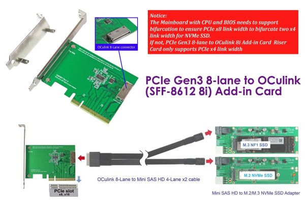 最大84％オフ！ Ableconn PEX-OL153 PCIe OCuLink SFF-8612 アダプター 